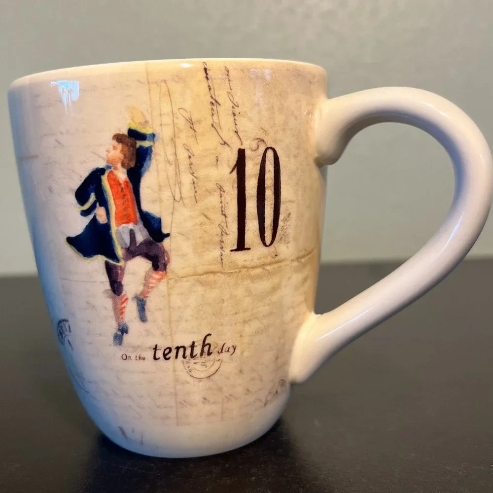 Williams Sonoma 12 Days Of Christmas Mug w/ Days 10, 11 & 12 ~ Christmas Carol